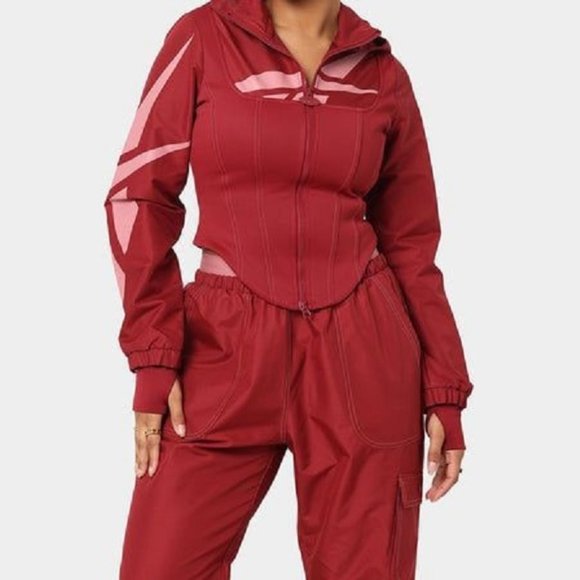Reebok Classic Women's Red CARDI B CORSET HOODIE H54051 - Picture 1 of 3